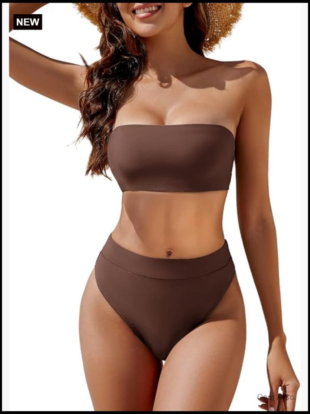 High Waisted Bikini Two Piece Bandeau Cheeky Swimsuit Strapless Bathing Suit